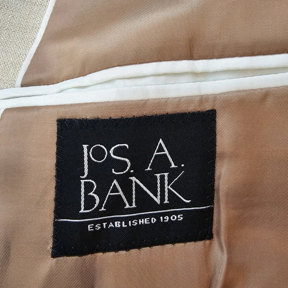 Jos. A. Bank Mens 48R Blazer Linen Wool Blend Tan Sport Coat Two Button Beige